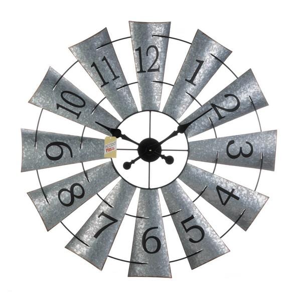 Galvanized Metal Windmill Wall Clock - Giftscircle