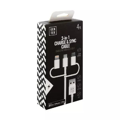 Gen Tek 3-in-1 Charge and Sync Cable - Giftscircle