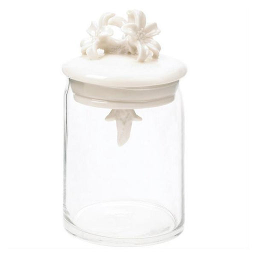 Glass Jar with Porcelain Flower Lid - Giftscircle