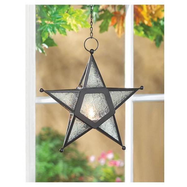 Glass Star Hanging Candle Lantern - Clear - Giftscircle