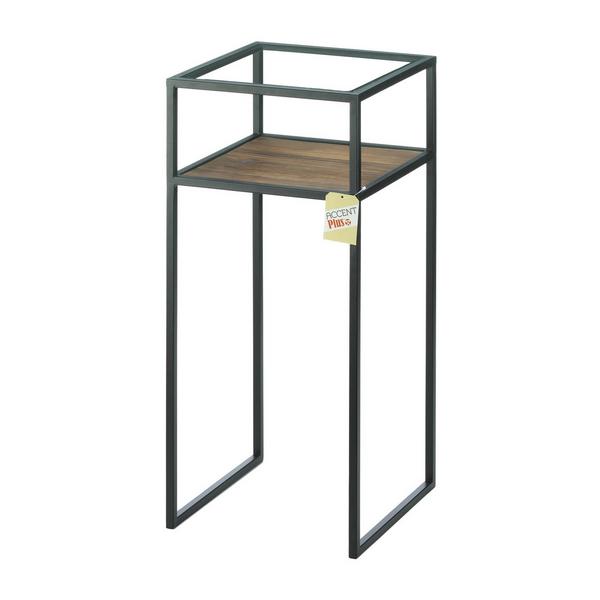 Glass-Top Industrial Side Table - Square - Giftscircle