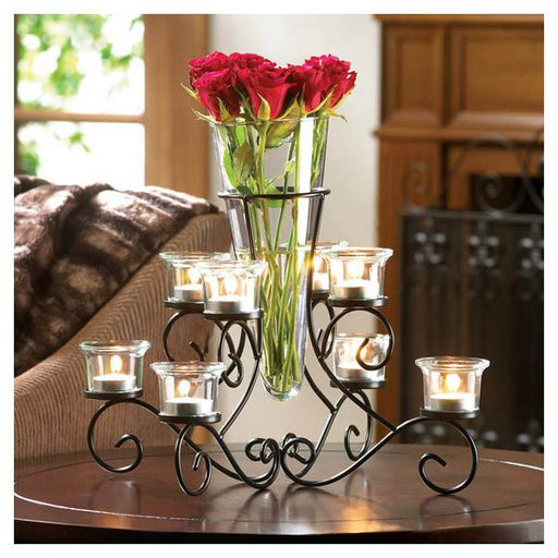 Glass Vase with Eight Glass Candle Holders - Giftscircle