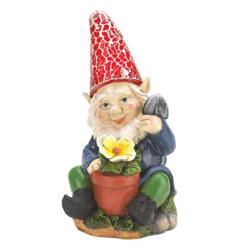 Gnome with Flower Solar Garden Statue - Giftscircle