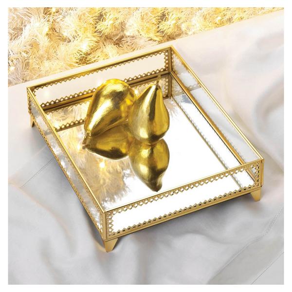 Gold Jewelry Tray with Mirrored Base - Giftscircle