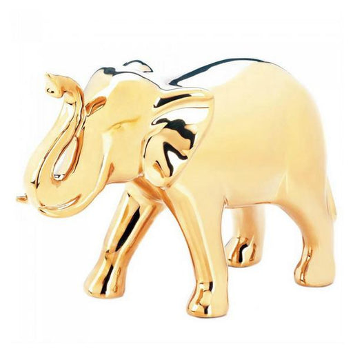 Golden Ceramic Elephant Figurine - 7 inches - Giftscircle