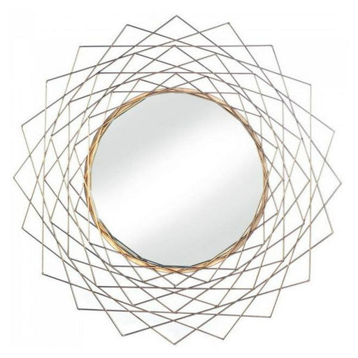 Golden Geometric Metal Wall Mirror - Giftscircle