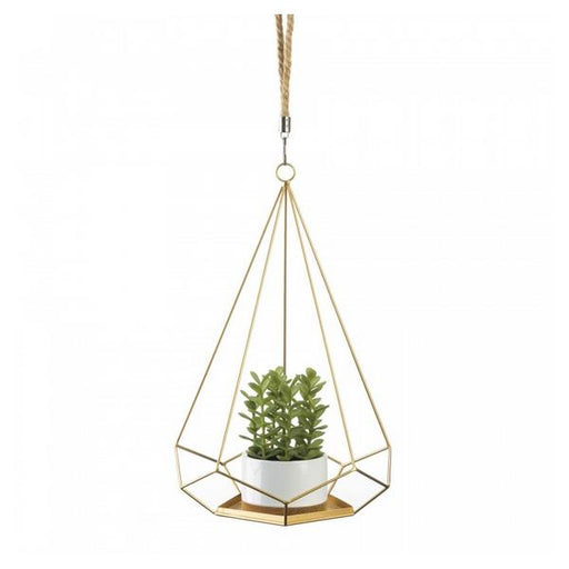 Golden Metal Prism Hanging Plant Holder - Giftscircle