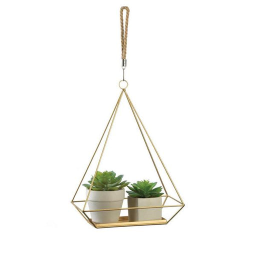 Golden Metal Rectangular Hanging Plant Holder - Giftscircle