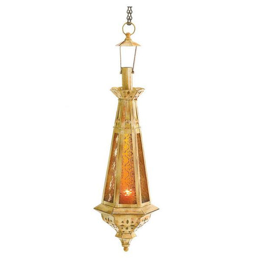 Golden Pendant Antique-Finish Candle Lantern - Giftscircle