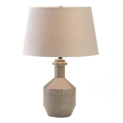 Gray Porcelain Table Lamp with Linen Shade - Giftscircle