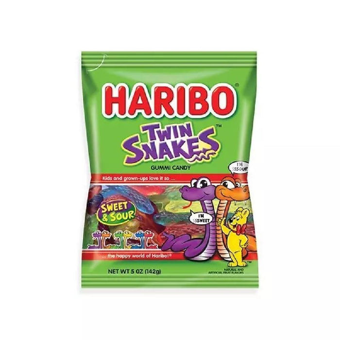 Haribo Twin Snakes Gummi Candy 5oz Peggable Bag - Giftscircle