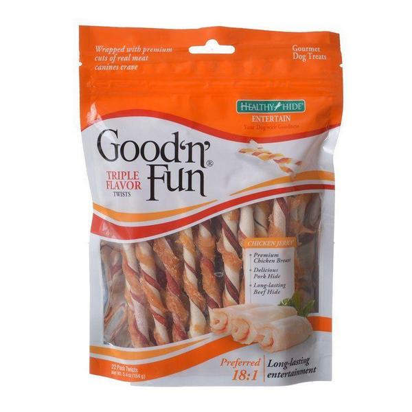 Healthy Hide Good 'n' Fun Triple-Flavor Twists - Rawhide, Pork Hide & Chicken - 35 Pack - Giftscircle