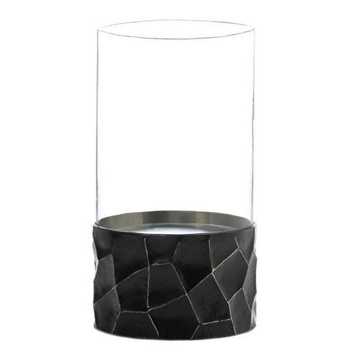 Hurricane Candle Holder with Hammered Metal Base - Giftscircle