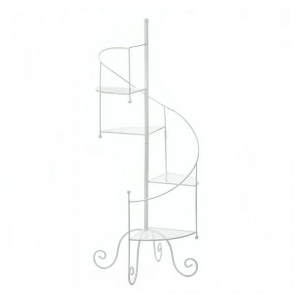 Iron Spiral Staircase Plant Stand - White - Giftscircle
