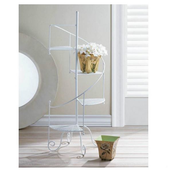 Iron Spiral Staircase Plant Stand - White - Giftscircle