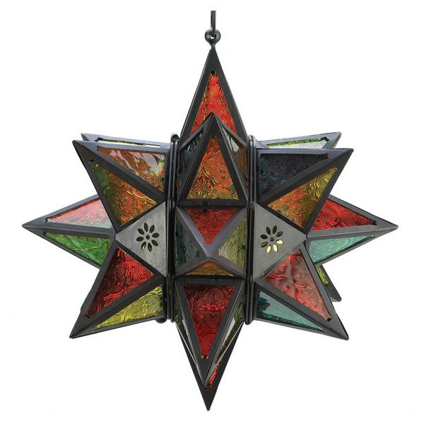 Jewel-Tone Multi-Color Star Candle Lantern - Giftscircle