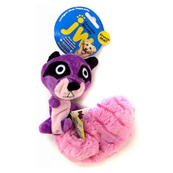 JW Pet Crackle Heads Plush Dog Toy - Ricky Raccoon - Medium - 12" Long - Giftscircle