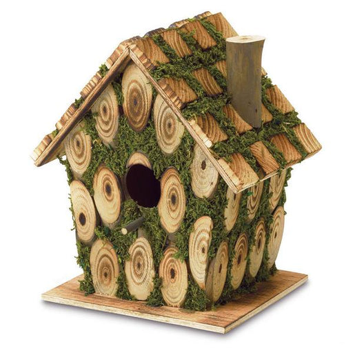 Knotty Wood Moss-Covered Bird House - Giftscircle