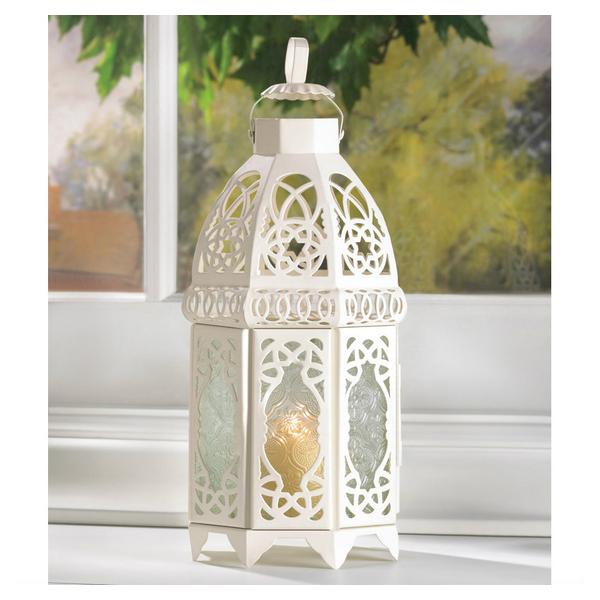 Lacy Cutout White Candle Lantern - 12 inches - Giftscircle