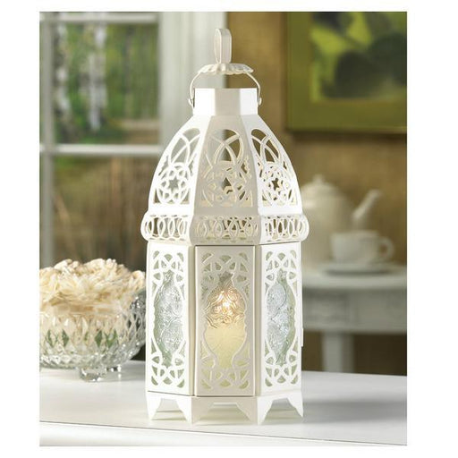 Lacy Cutout White Candle Lantern - 12 inches - Giftscircle