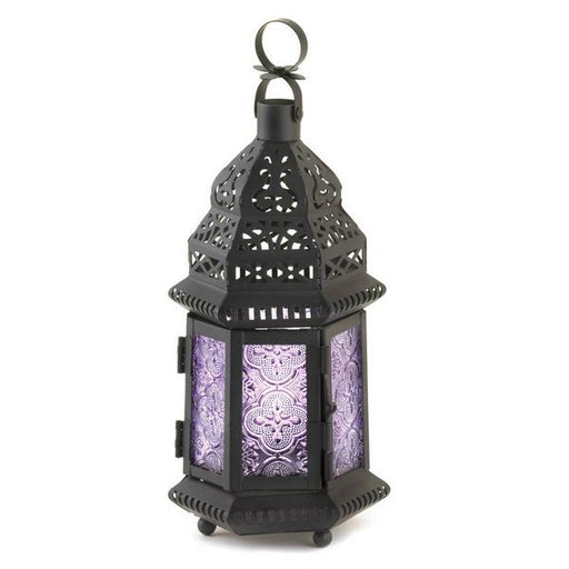 Lavender Glass Moroccan Candle Lantern - 11 inches - Giftscircle