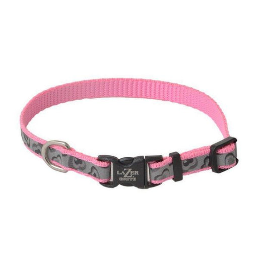 Lazer Brite Pink Hearts Reflective Adjustable Dog Collar - 8"-12" Long x 3/8" Wide - Giftscircle