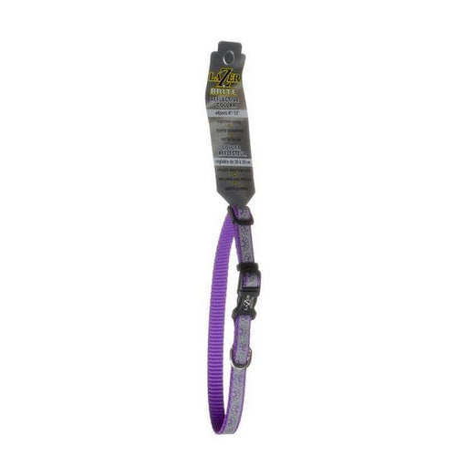 Lazer Brite Reflective Open-Design Adjustable Dog Collar - Purple Daisy - 8"-12" Long x 3/8" Wide - Giftscircle