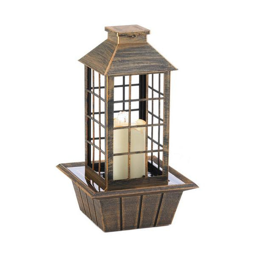LED Candle Lantern Tabletop Water Fountain - Brushed Bronze - Giftscircle