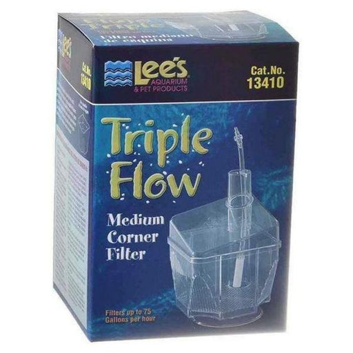 Lees Triple Flow Corner Filter - Medium - 3.5"L x 3.5"W x 5.5"H (75 GPH) - Giftscircle