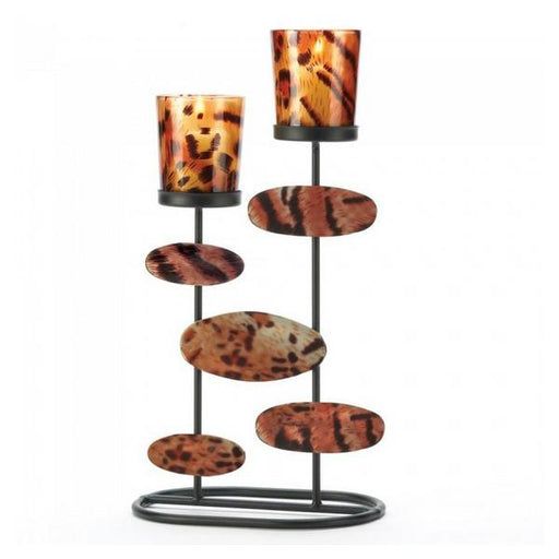 Leopard Double Candle Holder with Oval Shapes - Giftscircle