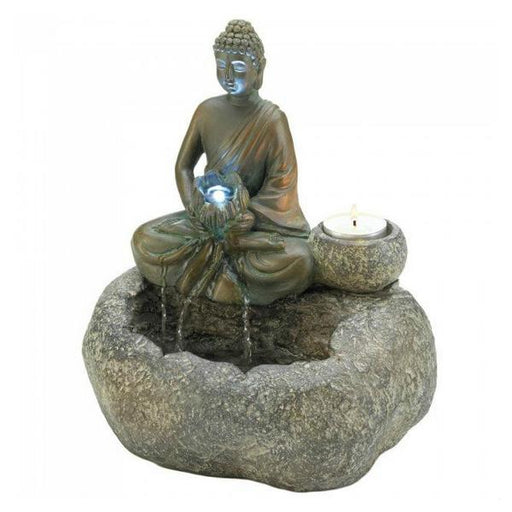 Light-Up Buddha Fountain with Candle Holder - Giftscircle