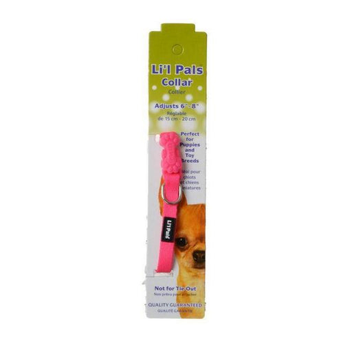 Li'l Pals Adjustable Nylon Collar - Neon Pink - 6"-8" Long x 5/16" Wide - Giftscircle