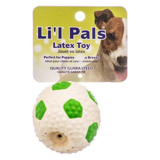 Lil Pals Latex Mini Soccer Ball for Dogs - Green & White - 2" Diameter - Giftscircle