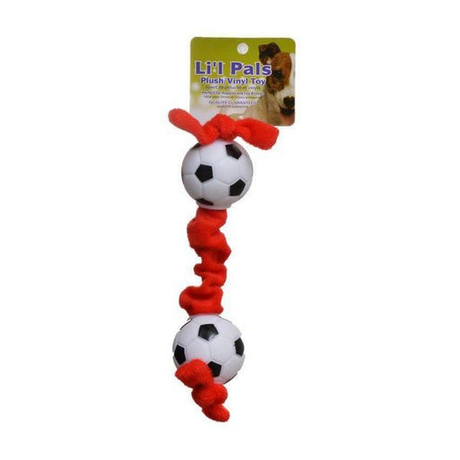 Li'l Pals Soccer Ball Plush Tug Dog Toy - Red, Black & White - Soccer Ball Plush Tug Dog Toy - Giftscircle