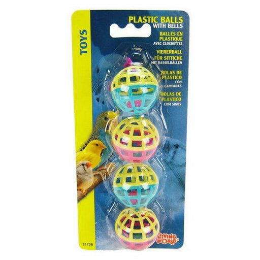 Living World Plastic Balls with Bells Bird Toy - 4 Pack - Giftscircle