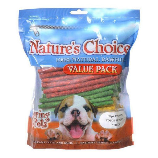 Loving Pets Nature's Choice Rawhide Munchy Stick Value Pack - 100 Pack (5" Assorted Munchy Sticks) - Giftscircle