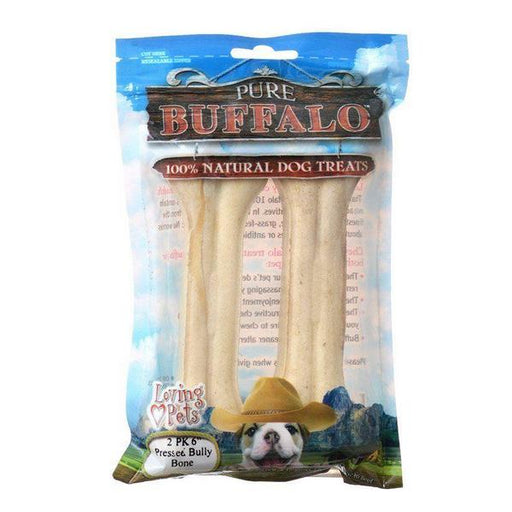 Loving Pets Pure Buffalo Dog Treats - Pressed Bully Bone - 6" Bones (2 Pack) - Giftscircle