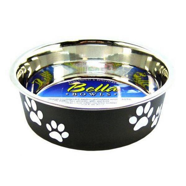 Loving Pets Stainless Steel & Espresso Dish with Rubber Base - Small - 5.5" Diameter - Giftscircle
