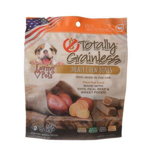 Loving Pets Totally Grainless Meaty Chew Bones - Beef & Sweet Potato - Toy/Small Dogs - 6 oz - (Dogs up to 15 lbs) - Giftscircle