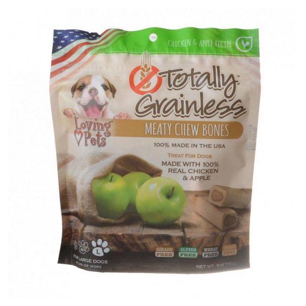 Loving Pets Totally Grainless Meaty Chew Bones - Chicken & Apple - Large Dogs - 6 oz - (Dogs 41+ lbs) - Giftscircle