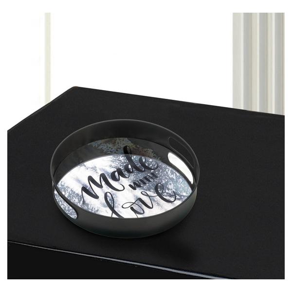 Made With Love Round Mirrored Metal Tray - 12 inches - Giftscircle