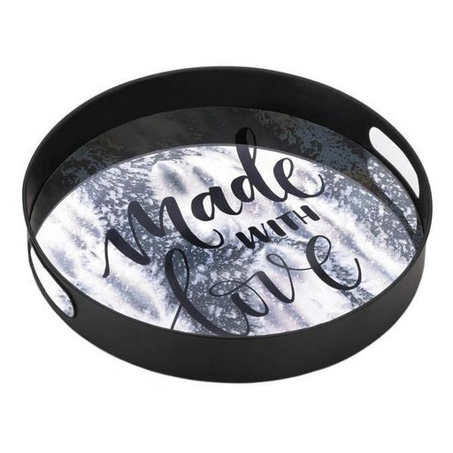 Made With Love Round Mirrored Metal Tray - 15 inches - Giftscircle