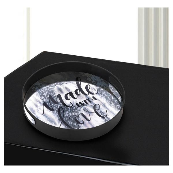 Made With Love Round Mirrored Metal Tray - 15 inches - Giftscircle