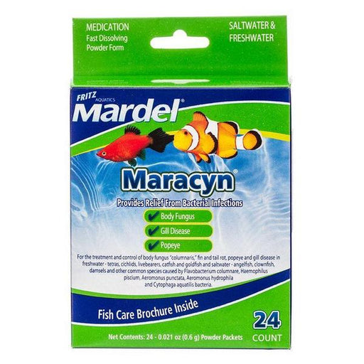Mardel Maracyn Antibacterial Aquarium Medication - Powder - 24 Count - (24 x 0.021 oz Powder Packets) - Giftscircle
