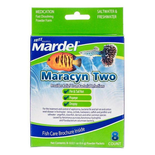 Mardel Maracyn Two Antibacterial Aquarium Medication - Powder - 8 Count - (8 x 0.021 oz Powder Packets) - Giftscircle