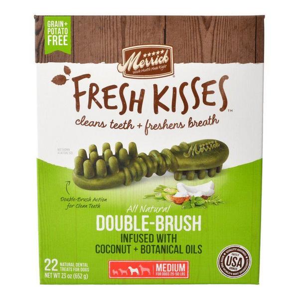 Merrick Fresh Kisses Coconut Oil Double-Brush Dental Treats - Medium - 22 Count - Giftscircle