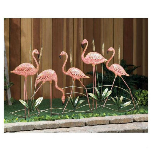 Metal Cattails and Pink Flamingos Garden Stake - Giftscircle