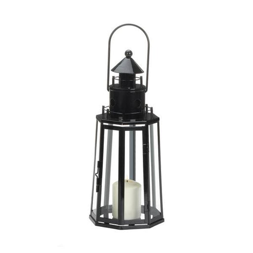 Metal Lighthouse Candle Lantern - Black - Giftscircle