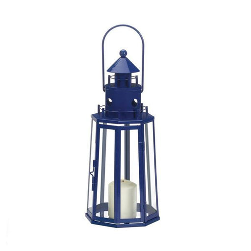 Metal Lighthouse Candle Lantern - Dark Blue - Giftscircle