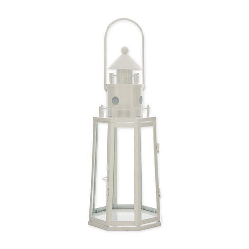 Metal Lighthouse Candle Lantern - White - Giftscircle